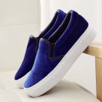 Blue Royal Velvet Platforms Sole Womens Sneakers Loafers Flats Shoes